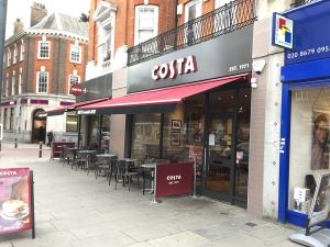 Costa Coffee Aluminium Shop Front with Canopy