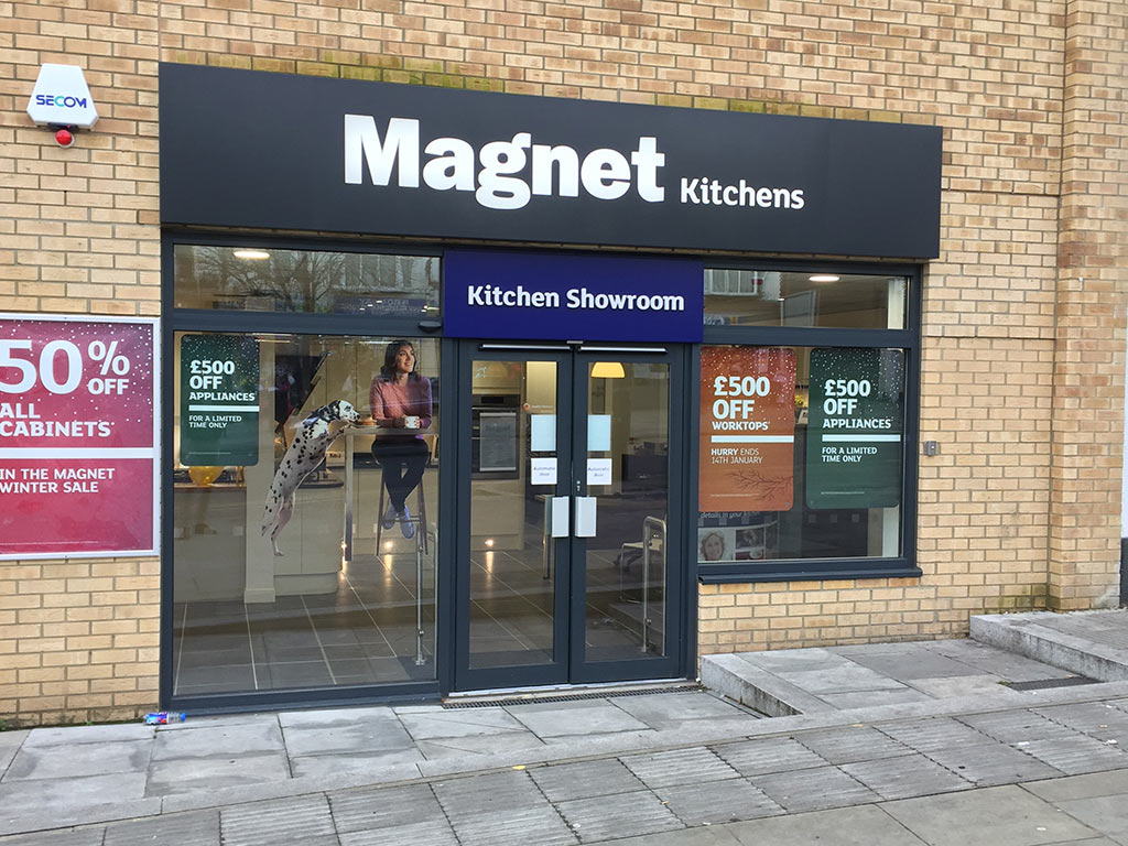Magnet Kitchens Showroom Entrance with Double Doors