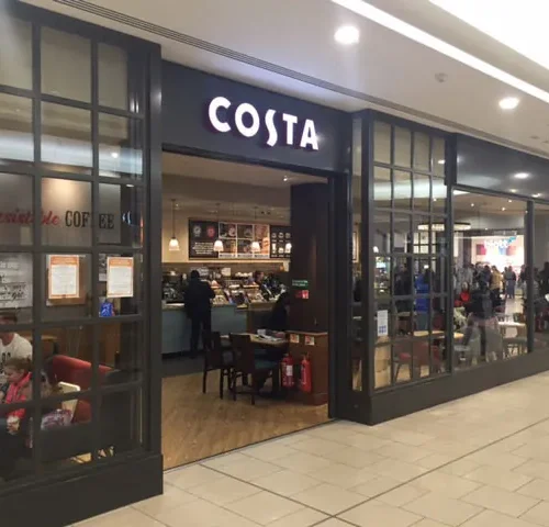Costa Coffee commercial glass front door, London Shop Front project.