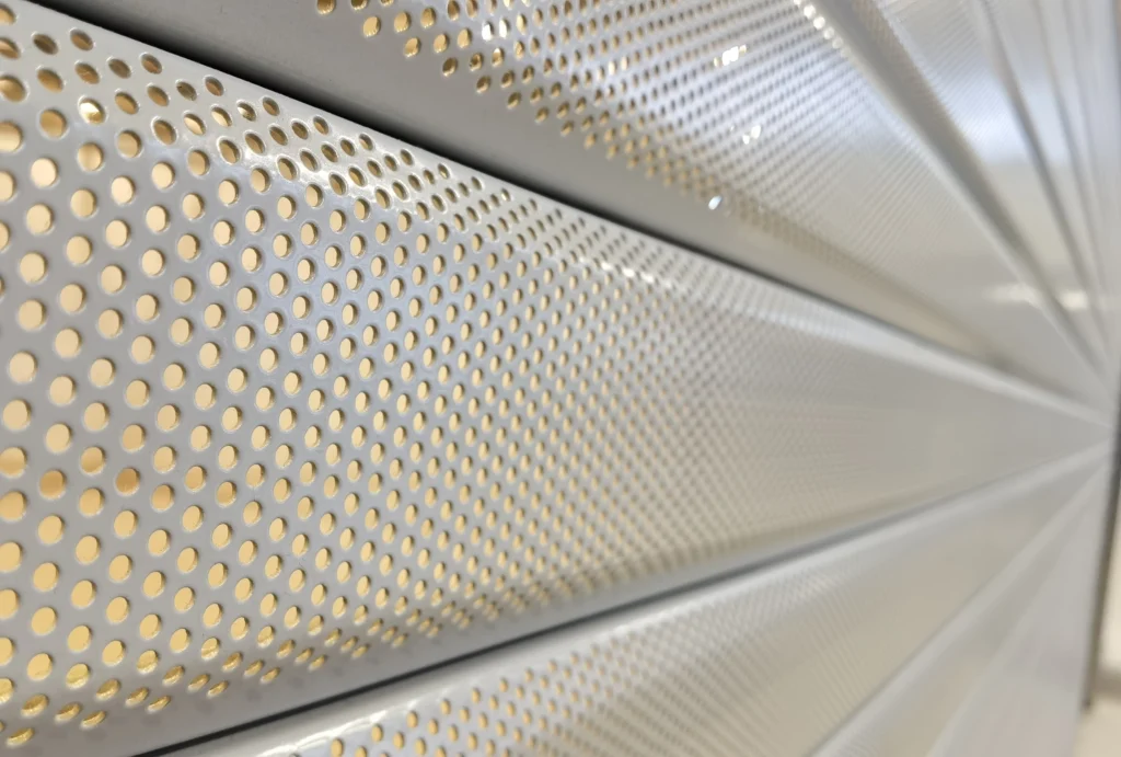 Close up of grey Perforated Shutters.