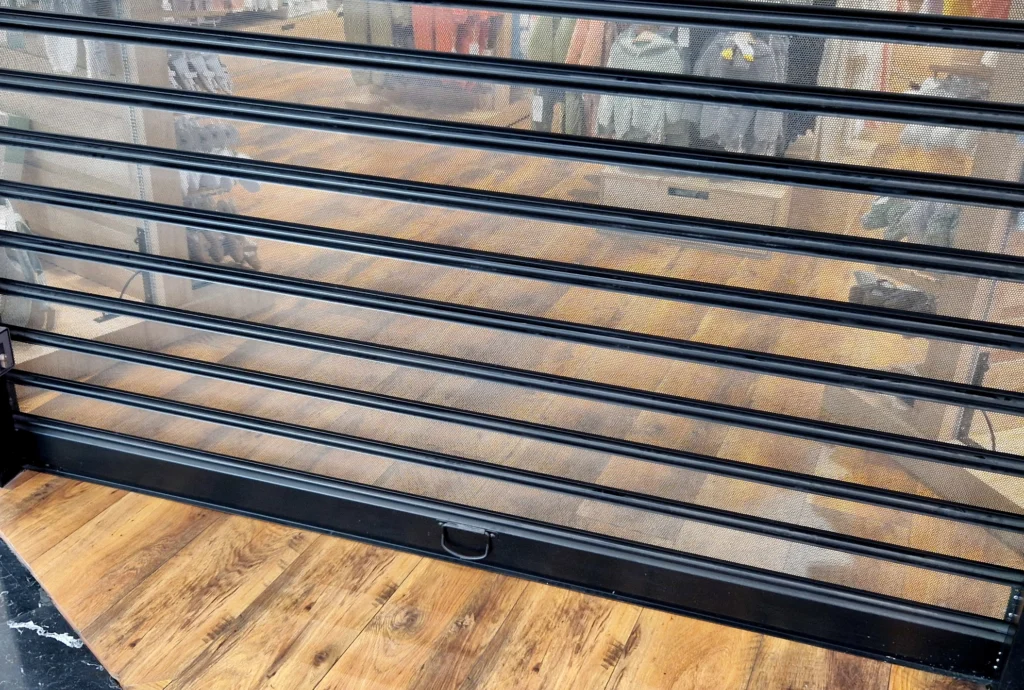 Polycarbonate shutters against a wooden floor.